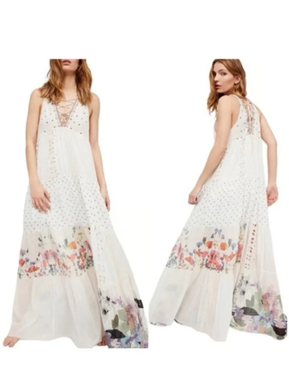 Free People One Hera Maxi Dress XS Boho Floral Long Dress